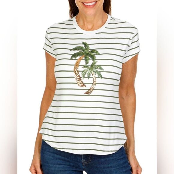 Striped Palm Tree Graphic Tee - Picture 1 of 2
